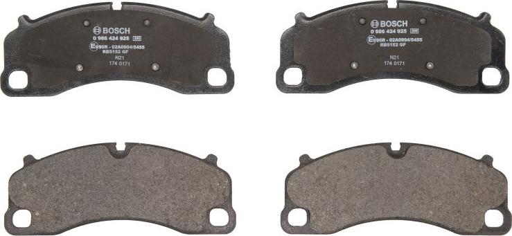 BOSCH 0 986 424 925 — Zestaw klocków hamulcowych, hamulce tarczowe