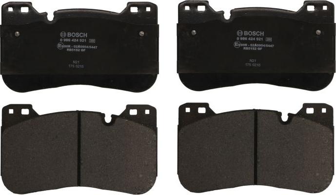 BOSCH 0 986 424 921 — Zestaw klocków hamulcowych, hamulce tarczowe