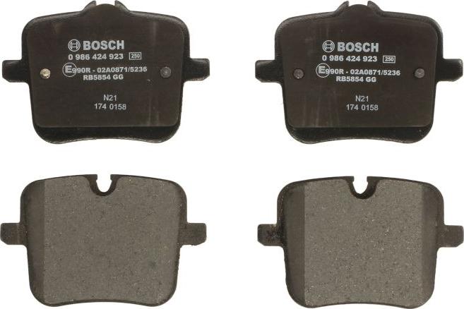 BOSCH 0 986 424 923 — Zestaw klocków hamulcowych, hamulce tarczowe