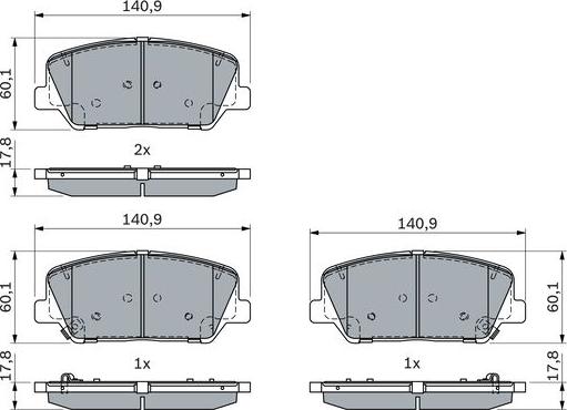 BOSCH 0 986 424 491 — Zestaw klocków hamulcowych, hamulce tarczowe