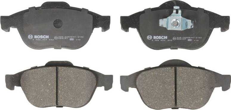 BOSCH 0 986 424 443 — Zestaw klocków hamulcowych, hamulce tarczowe