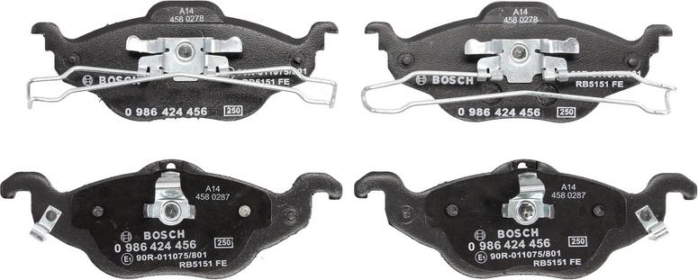 BOSCH 0 986 424 456 — Zestaw klocków hamulcowych, hamulce tarczowe