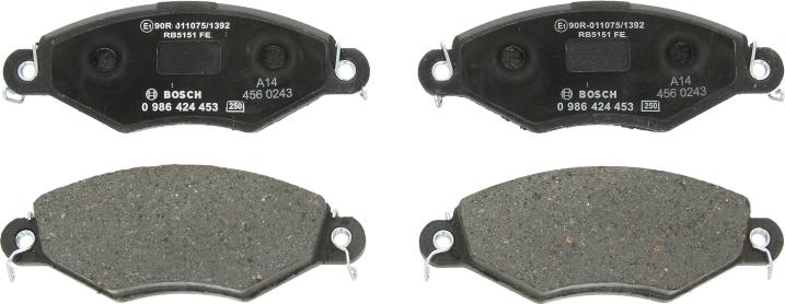 BOSCH 0 986 424 453 — Zestaw klocków hamulcowych, hamulce tarczowe
