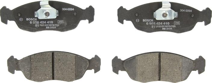 BOSCH 0 986 424 410 — Zestaw klocków hamulcowych, hamulce tarczowe