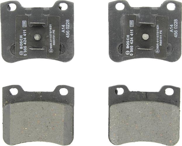 BOSCH 0 986 424 411 — Zestaw klocków hamulcowych, hamulce tarczowe