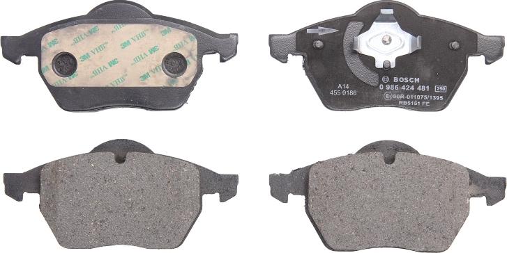 BOSCH 0 986 424 481 — Zestaw klocków hamulcowych, hamulce tarczowe