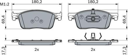 BOSCH 0 986 424 436 — Zestaw klocków hamulcowych, hamulce tarczowe