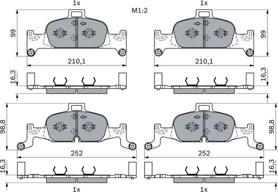 BOSCH 0 986 424 432 — Zestaw klocków hamulcowych, hamulce tarczowe