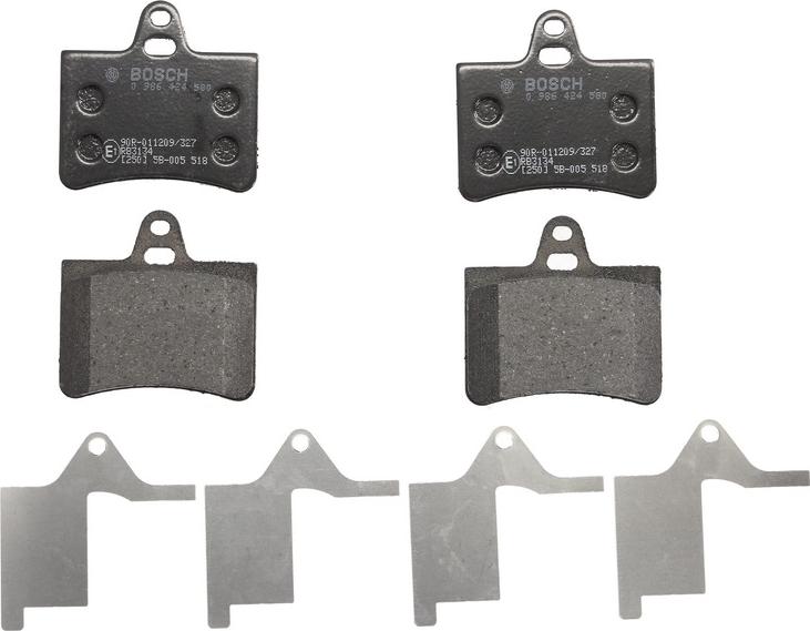 BOSCH 0 986 424 580 — Zestaw klocków hamulcowych, hamulce tarczowe