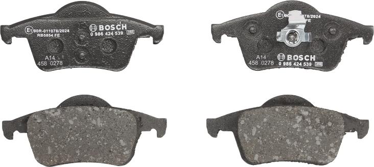 BOSCH 0 986 424 539 — Zestaw klocków hamulcowych, hamulce tarczowe