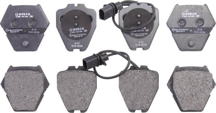 BOSCH 0 986 424 690 — Zestaw klocków hamulcowych, hamulce tarczowe
