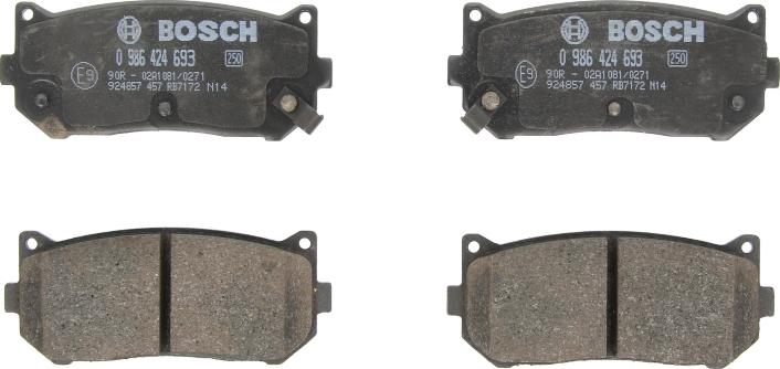BOSCH 0 986 424 693 — Zestaw klocków hamulcowych, hamulce tarczowe