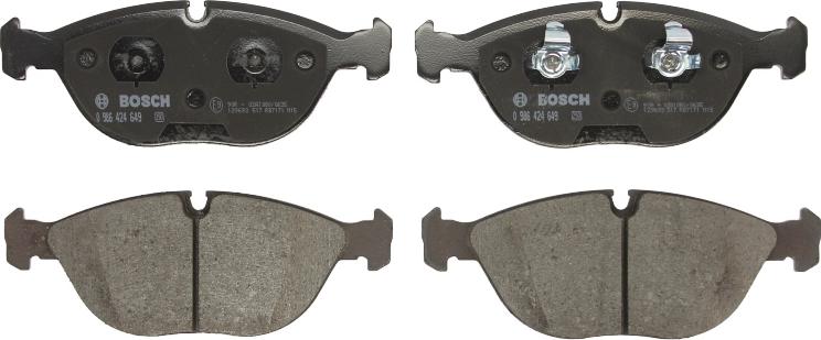 BOSCH 0 986 424 649 — Zestaw klocków hamulcowych, hamulce tarczowe