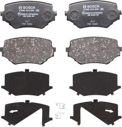 BOSCH 0 986 424 669 — Zestaw klocków hamulcowych, hamulce tarczowe
