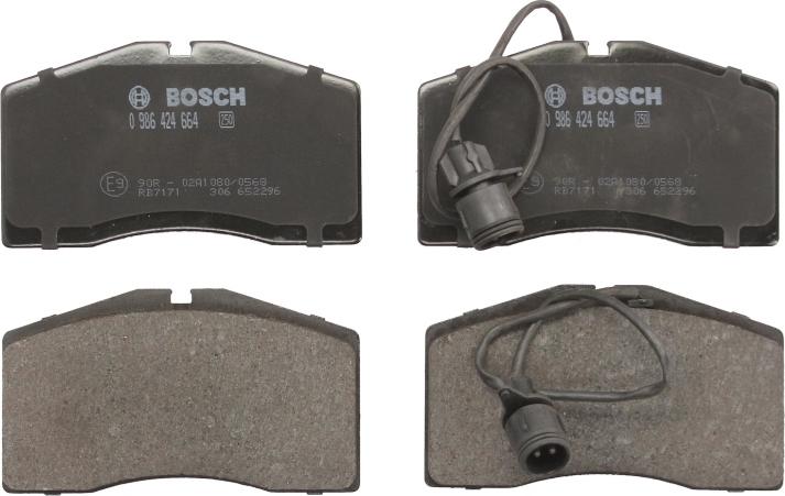 BOSCH 0 986 424 664 — Zestaw klocków hamulcowych, hamulce tarczowe