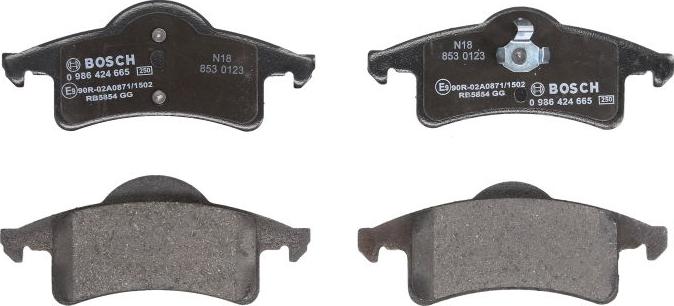 BOSCH 0 986 424 665 — Zestaw klocków hamulcowych, hamulce tarczowe