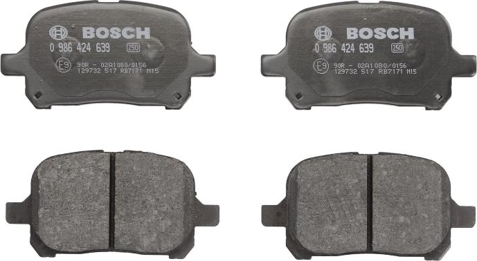 BOSCH 0 986 424 639 — Zestaw klocków hamulcowych, hamulce tarczowe