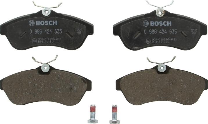 BOSCH 0 986 424 635 — Zestaw klocków hamulcowych, hamulce tarczowe