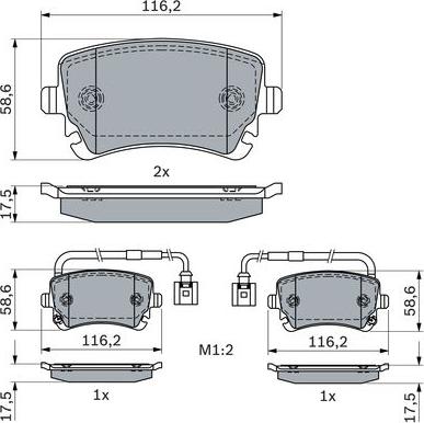 BOSCH 0 986 424 057 — Zestaw klocków hamulcowych, hamulce tarczowe