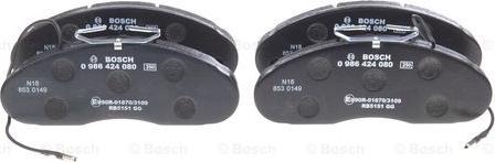 BOSCH 0 986 424 080 — Zestaw klocków hamulcowych, hamulce tarczowe
