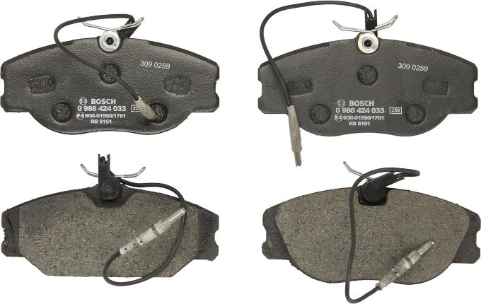 BOSCH 0 986 424 033 — Zestaw klocków hamulcowych, hamulce tarczowe