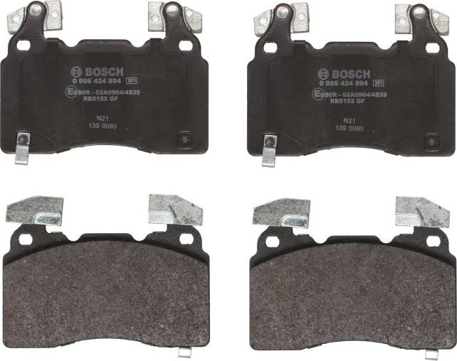 BOSCH 0 986 424 894 — Zestaw klocków hamulcowych, hamulce tarczowe