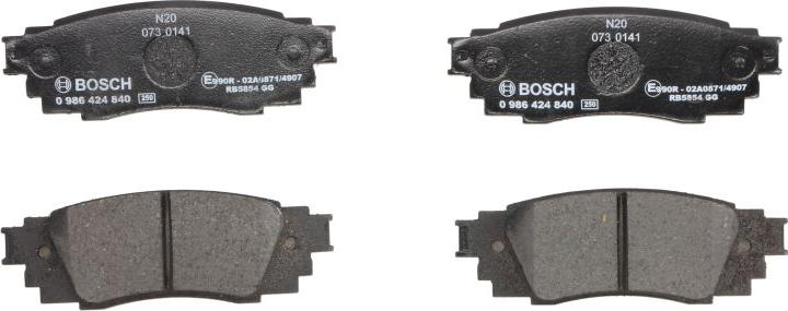 BOSCH 0 986 424 840 — Zestaw klocków hamulcowych, hamulce tarczowe