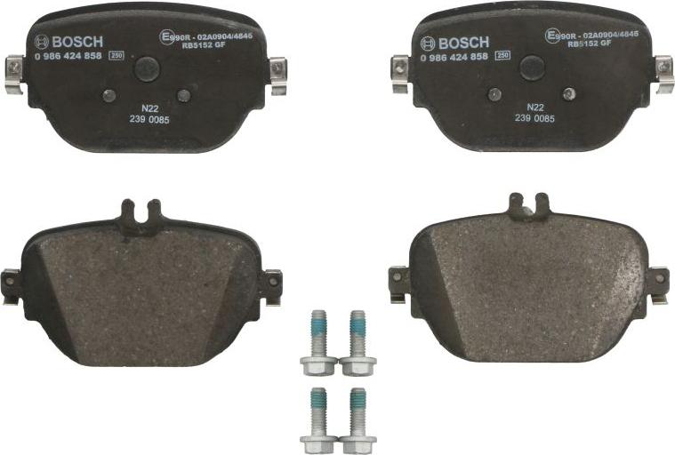 BOSCH 0 986 424 858 — Zestaw klocków hamulcowych, hamulce tarczowe