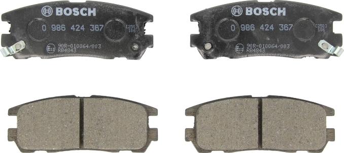 BOSCH 0 986 424 367 — Zestaw klocków hamulcowych, hamulce tarczowe