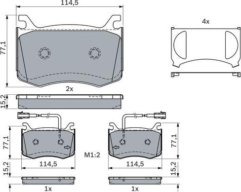 BOSCH 0 986 424 385 — Zestaw klocków hamulcowych, hamulce tarczowe