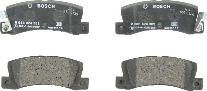 BOSCH 0 986 424 383 — Zestaw klocków hamulcowych, hamulce tarczowe