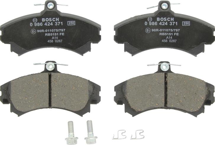 BOSCH 0 986 424 371 — Zestaw klocków hamulcowych, hamulce tarczowe