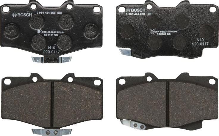 BOSCH 0 986 424 268 — Zestaw klocków hamulcowych, hamulce tarczowe