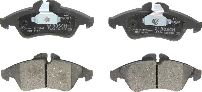 BOSCH 0 986 424 218 — Zestaw klocków hamulcowych, hamulce tarczowe