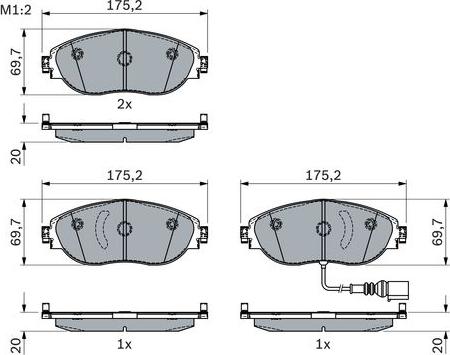 BOSCH 0 986 424 285 — Zestaw klocków hamulcowych, hamulce tarczowe