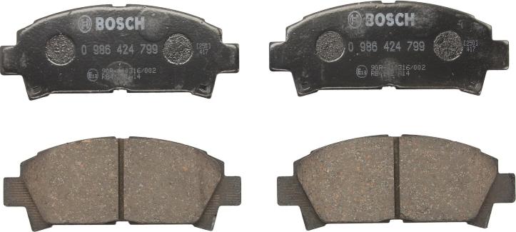 BOSCH 0 986 424 799 — Zestaw klocków hamulcowych, hamulce tarczowe