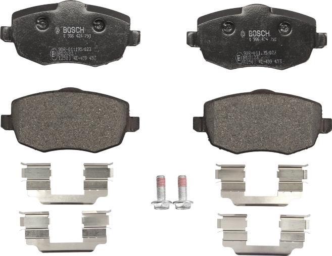 BOSCH 0 986 424 793 — Zestaw klocków hamulcowych, hamulce tarczowe