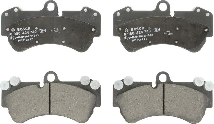 BOSCH 0 986 424 740 — Zestaw klocków hamulcowych, hamulce tarczowe
