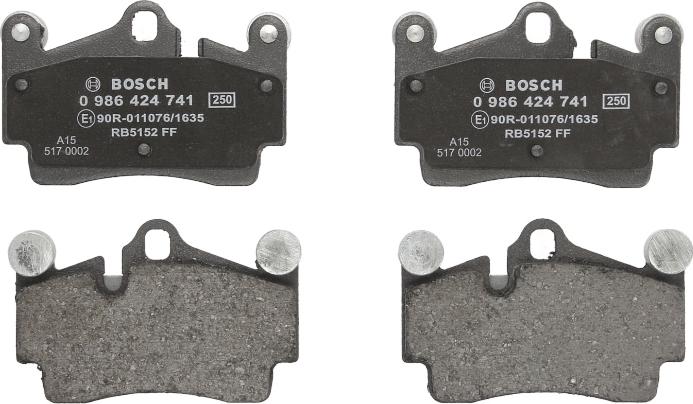 BOSCH 0 986 424 741 — Zestaw klocków hamulcowych, hamulce tarczowe