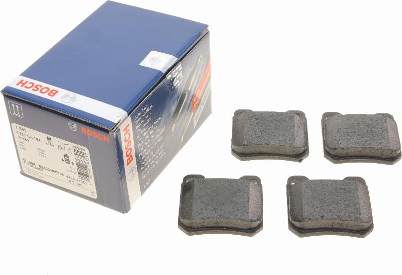 BOSCH 0 986 424 754 — Zestaw klocków hamulcowych, hamulce tarczowe