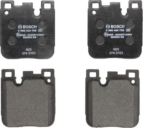 BOSCH 0 986 424 755 — Zestaw klocków hamulcowych, hamulce tarczowe