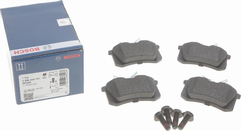 BOSCH 0 986 424 751 — Zestaw klocków hamulcowych, hamulce tarczowe