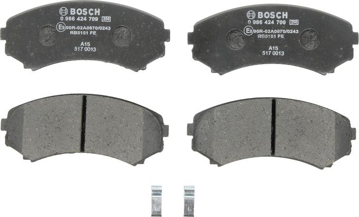 BOSCH 0 986 424 709 — Zestaw klocków hamulcowych, hamulce tarczowe