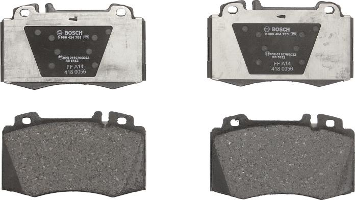 BOSCH 0 986 424 705 — Zestaw klocków hamulcowych, hamulce tarczowe