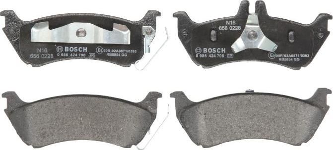 BOSCH 0 986 424 708 — Zestaw klocków hamulcowych, hamulce tarczowe