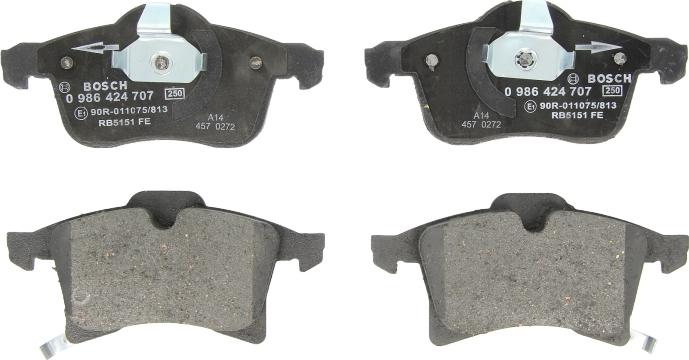 BOSCH 0 986 424 707 — Zestaw klocków hamulcowych, hamulce tarczowe