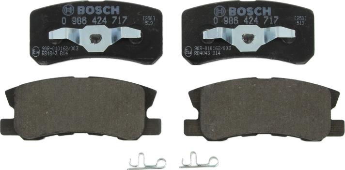 BOSCH 0 986 424 717 — Zestaw klocków hamulcowych, hamulce tarczowe