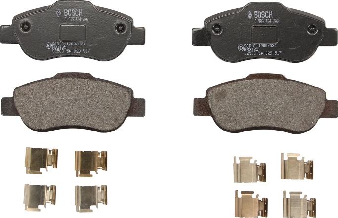 BOSCH 0 986 424 786 — Zestaw klocków hamulcowych, hamulce tarczowe