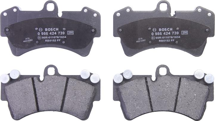 BOSCH 0 986 424 739 — Zestaw klocków hamulcowych, hamulce tarczowe