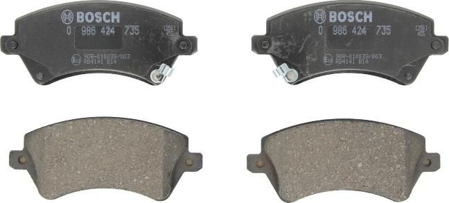BOSCH 0 986 424 735 — Zestaw klocków hamulcowych, hamulce tarczowe